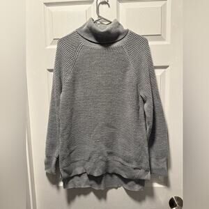 Michael Kors Solid Gray Ribbed Knit Turtleneck Long Sleeve Sweater Women Medium